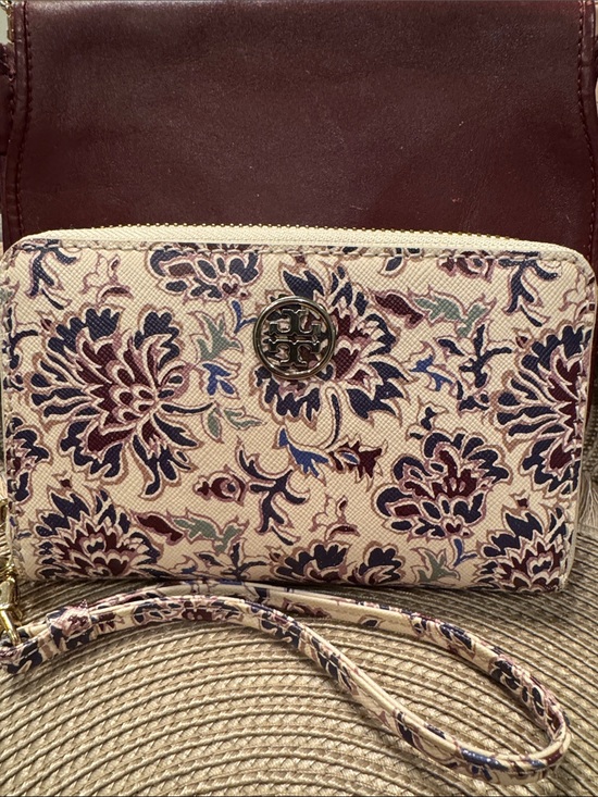 Tory Burch Handbags - Tory Burch Floral Zip Wristlet in Cream, Burgundy and Navy